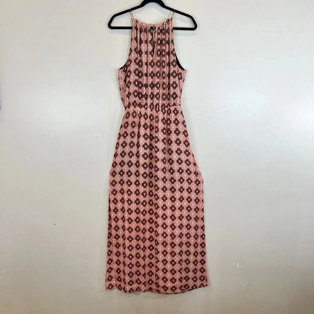 Three Eighty Two NWT Halter Maxi Dress Orange Black L